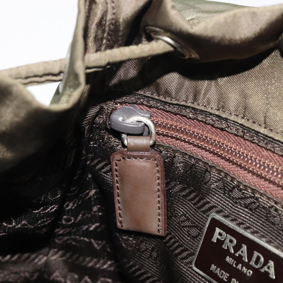 PRADA Backpack Nylon Green Silver Auth 208704