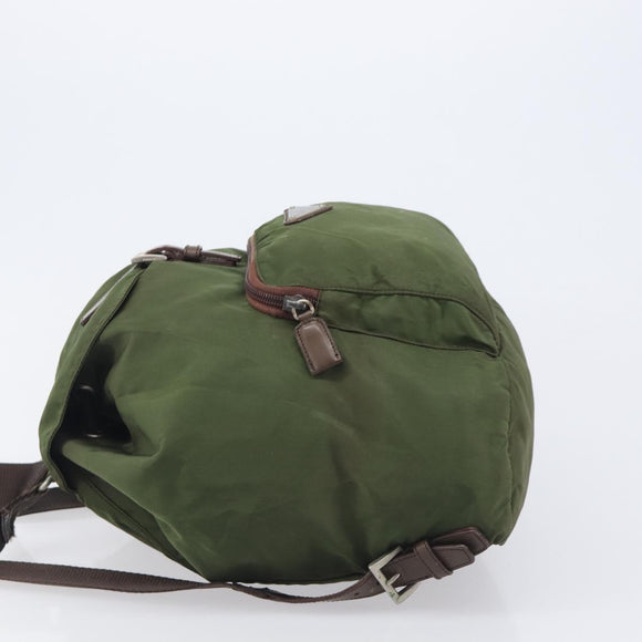 PRADA Backpack Nylon Green Silver Auth 208704