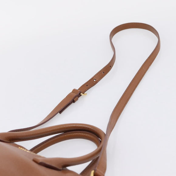 Miu Miu Hand Bag Leather 2way Brown Gold Auth 208705