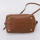 Miu Miu Hand Bag Leather 2way Brown Gold Auth 208705-5