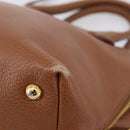 Miu Miu Hand Bag Leather 2way Brown Gold Auth 208705-17