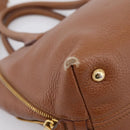 Miu Miu Hand Bag Leather 2way Brown Gold Auth 208705-18