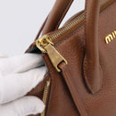Miu Miu Hand Bag Leather 2way Brown Gold Auth 208705-10