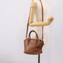 Miu Miu Hand Bag Leather 2way Brown Gold Auth 208705-27