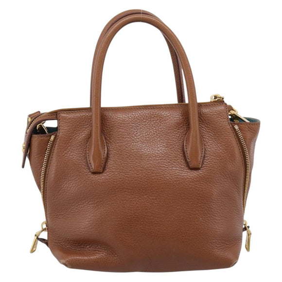 Miu Miu Hand Bag Leather 2way Brown Gold Auth 208705