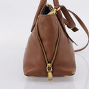 Miu Miu Hand Bag Leather 2way Brown Gold Auth 208705-3