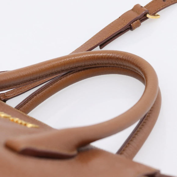 Miu Miu Hand Bag Leather 2way Brown Gold Auth 208705