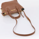 Miu Miu Hand Bag Leather 2way Brown Gold Auth 208705-8