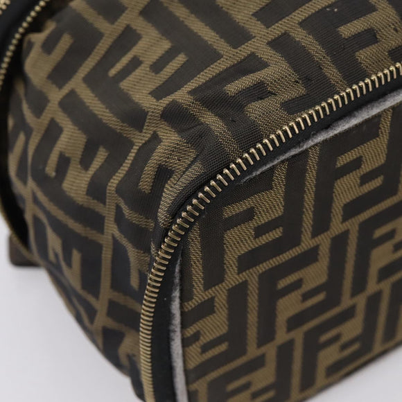 FENDI Zucca Canvas Vanity Hand Bag Black Brown Auth 208706