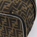 FENDI Zucca Canvas Vanity Hand Bag Black Brown Auth 208706-16