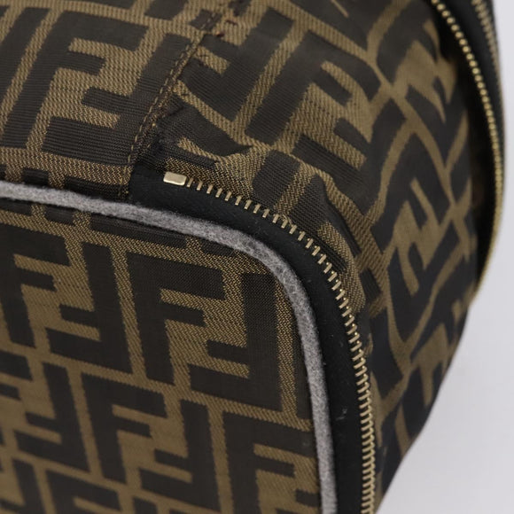 FENDI Zucca Canvas Vanity Hand Bag Black Brown Auth 208706
