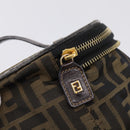 FENDI Zucca Canvas Vanity Hand Bag Black Brown Auth 208706-9