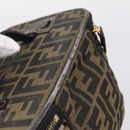 FENDI Zucca Canvas Vanity Hand Bag Black Brown Auth 208706-10