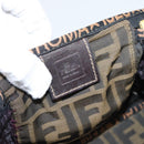 FENDI Zucca Canvas Vanity Hand Bag Black Brown Auth 208706-18