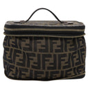 FENDI Zucca Canvas Vanity Hand Bag Black Brown Auth 208706-13