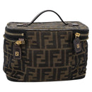 FENDI Zucca Canvas Vanity Hand Bag Black Brown Auth 208706-2