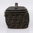 FENDI Zucca Canvas Vanity Hand Bag Black Brown Auth 208706-3