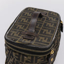 FENDI Zucca Canvas Vanity Hand Bag Black Brown Auth 208706-6