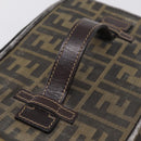 FENDI Zucca Canvas Vanity Hand Bag Black Brown Auth 208706-7