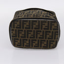 FENDI Zucca Canvas Vanity Hand Bag Black Brown Auth 208706-5