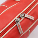 LOEWE Hand Bag Leather Red Silver Auth 208707-10