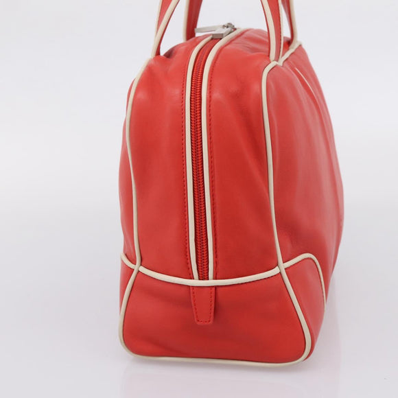 LOEWE Hand Bag Leather Red Silver Auth 208707