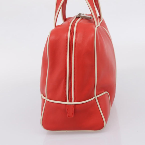 LOEWE Hand Bag Leather Red Silver Auth 208707