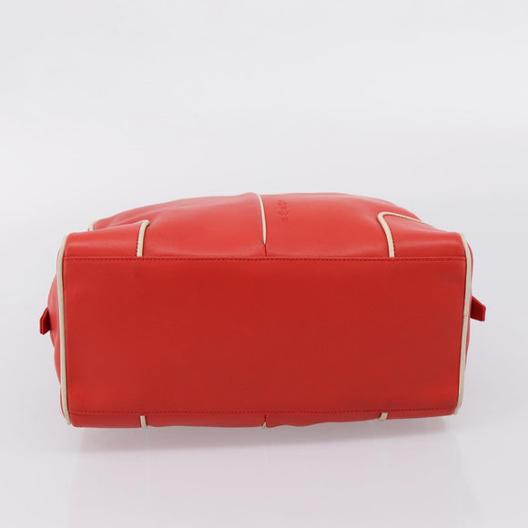 LOEWE Hand Bag Leather Red Silver Auth 208707