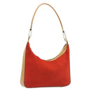 GUCCI Shoulder Bag Suede Red Gold 001 3812 Auth 208709V-1