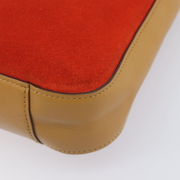 GUCCI Shoulder Bag Suede Red Gold 001 3812 Auth 208709V