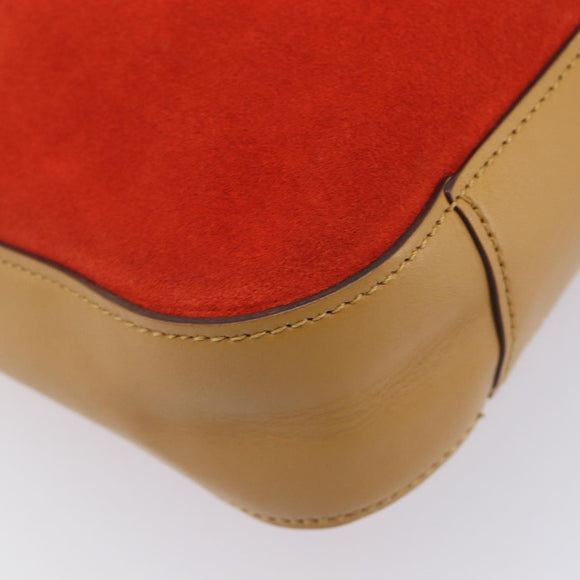 GUCCI Shoulder Bag Suede Red Gold 001 3812 Auth 208709V