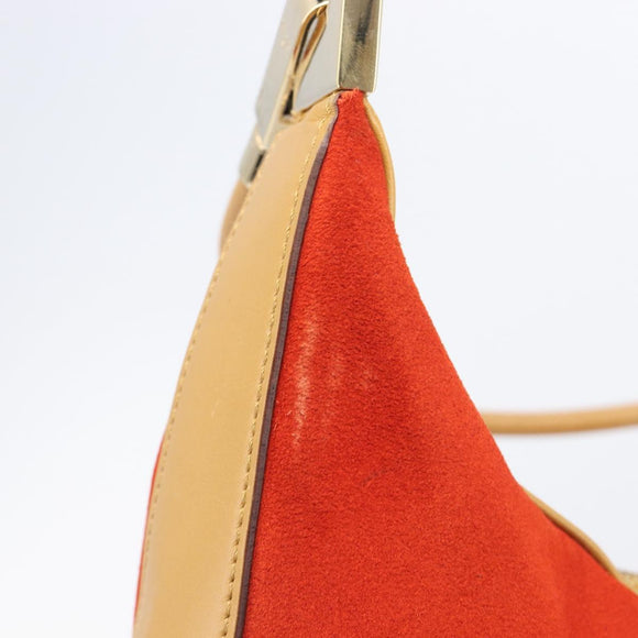 GUCCI Shoulder Bag Suede Red Gold 001 3812 Auth 208709V