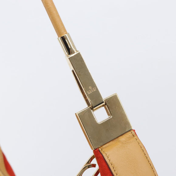 GUCCI Shoulder Bag Suede Red Gold 001 3812 Auth 208709V