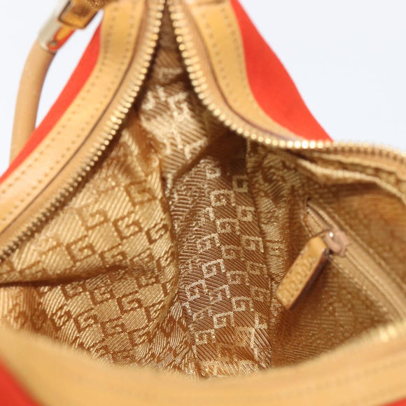 GUCCI Shoulder Bag Suede Red Gold 001 3812 Auth 208709V