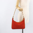 GUCCI Shoulder Bag Suede Red Gold 001 3812 Auth 208709V-26