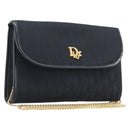 Christian Dior Trotter Canvas Chain Shoulder Bag Black Gold Auth 208710V-1