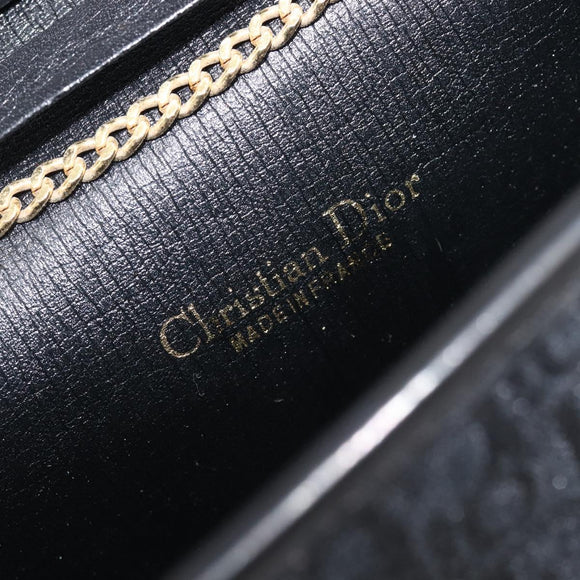 Christian Dior Trotter Canvas Chain Shoulder Bag Black Gold Auth 208710V