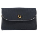 Christian Dior Trotter Canvas Chain Shoulder Bag Black Gold Auth 208710V-2