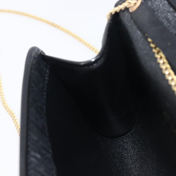 Christian Dior Trotter Canvas Chain Shoulder Bag Black Gold Auth 208710V