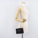Christian Dior Trotter Canvas Chain Shoulder Bag Black Gold Auth 208710V-21
