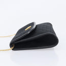Christian Dior Trotter Canvas Chain Shoulder Bag Black Gold Auth 208710V-5