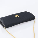 Christian Dior Trotter Canvas Chain Shoulder Bag Black Gold Auth 208710V-6