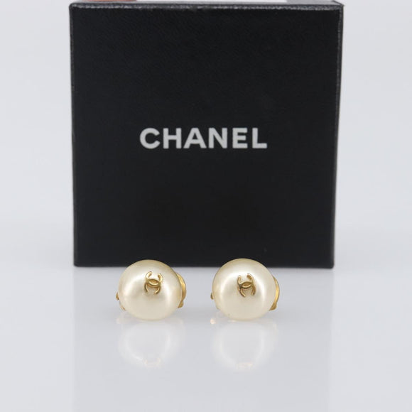 CHANEL Earring metal Gold CC Auth 208711M