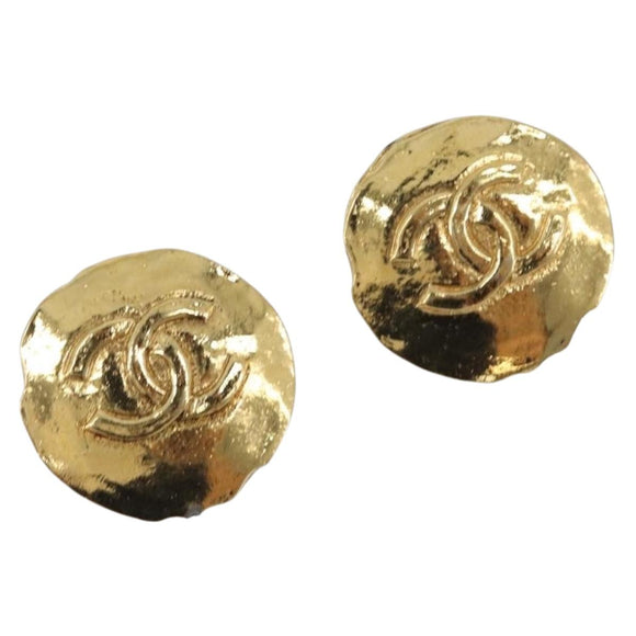 CHANEL Earring metal Gold CC Auth 208712M