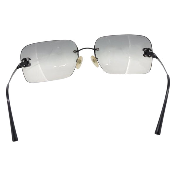 CHANEL Rimless Sunglasses plastic Black CC Auth 208714M