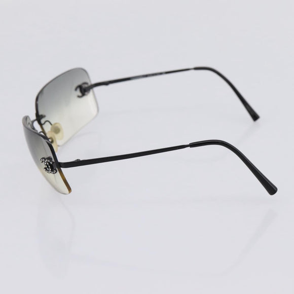 CHANEL Rimless Sunglasses plastic Black CC Auth 208714M