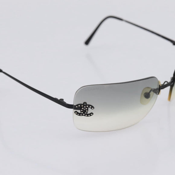CHANEL Rimless Sunglasses plastic Black CC Auth 208714M