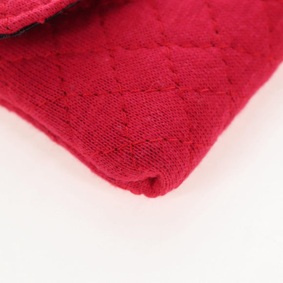 CHANEL Matelasse Chain Shoulder Pouch Cotton Red Gold CC Auth 208720V
