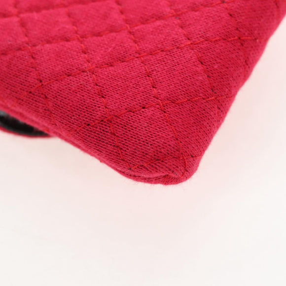 CHANEL Matelasse Chain Shoulder Pouch Cotton Red Gold CC Auth 208720V