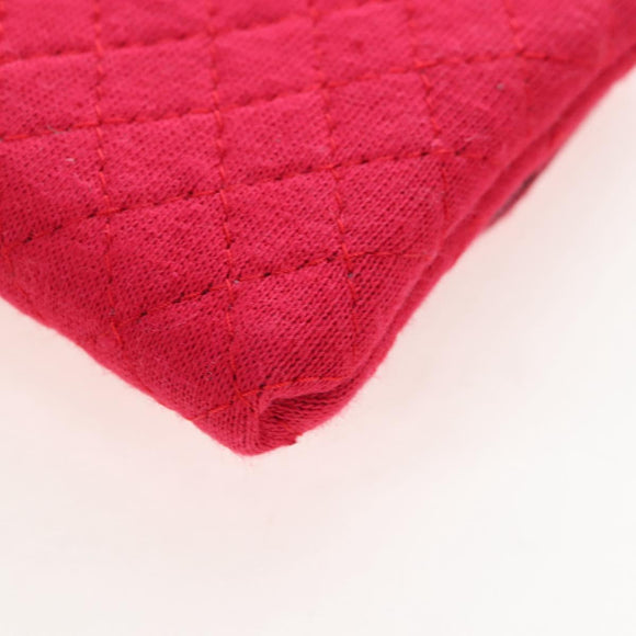 CHANEL Matelasse Chain Shoulder Pouch Cotton Red Gold CC Auth 208720V